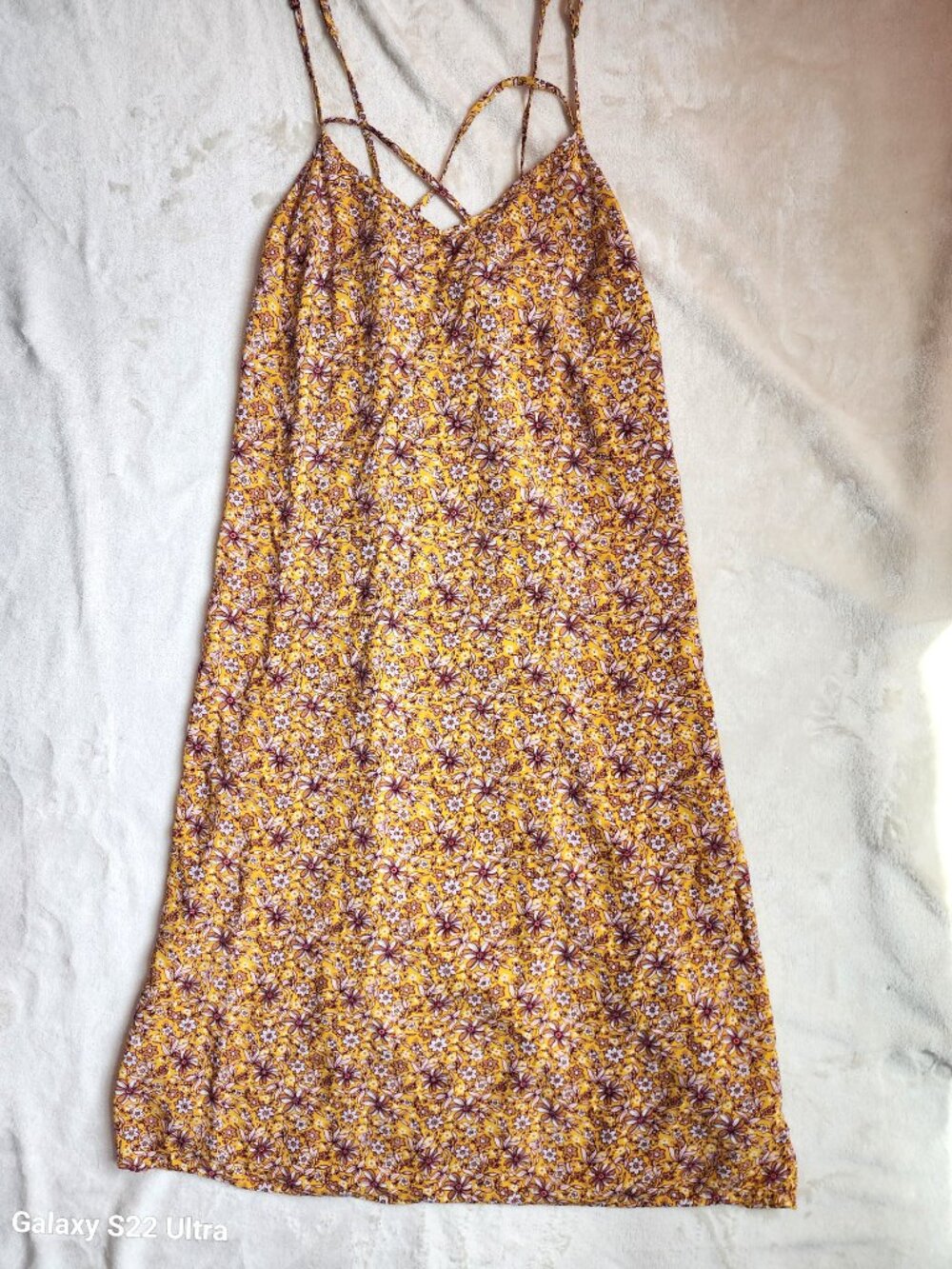 Gap Women's Yelllow Sundress with Purple Floral Print